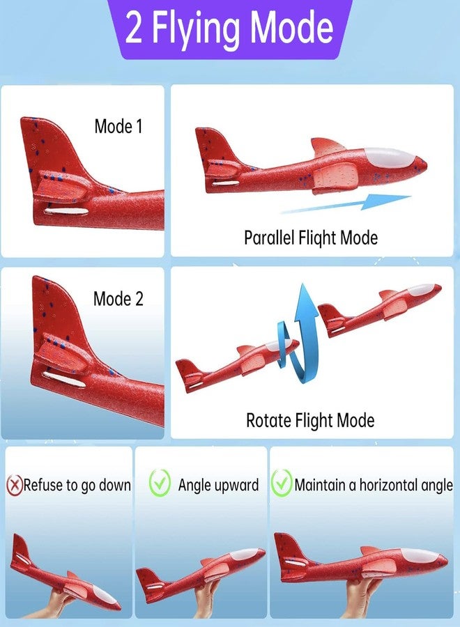 Tivcck 4 Pack LED Light Airplane Toys,17.5" Large Throwing Foam Plane,LED Foam Glider Planes,2 Flight Mode Glider Planes,Airplane Flying Toys for Kids Birthday Gift Outdoor Sport - Image 4